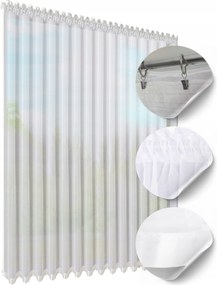 Egyszerű, kész függöny erkélyajtóra, 240x200 cm, fehér szegéllyel, sima függöny nappaliba