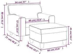 vidaXL bordó műbőr kanapéfotel lábtartóval 60 cm
