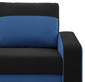 Hewlet sarokkanapé, 2 ágyneműtartóval, szövet anyag, univerzális oldal, bonell töltet, fekete - kék