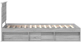vidaXL Ágykeret fejtámlával Szürke Sonoma 100 x 200 cm Tömör fenyőfa