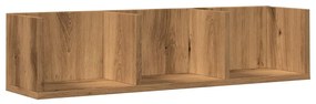 kézműves tölgy színű szerelt fa CD-tartó fali polc 75x18x18 cm