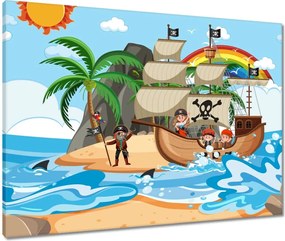 Vászonkép 80x60 Kalózhajó és kalózok