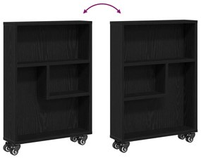 Keskeny Tároló Kerekes Trolley Fekete Tölgy 48x13x68 cm Műanyag