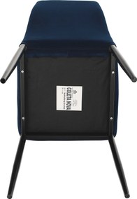 Szék, kék Velvet szövet/fekete fém, COLETA NOVA