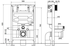 Mexen Fenix XS-F, süllyeszthető modul és falra akasztható WC Lena, lassú esésű ülőkével, fényes fekete, 68030224070