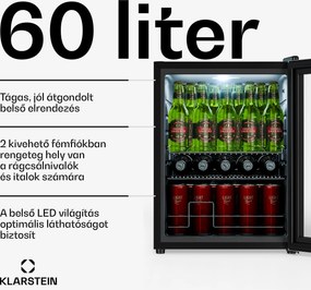 Klarstein Beersafe italhűtő üvegajtóval | 64 x 48 cm | LED-es belső világítás
