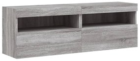 2 db szürke sonoma fali TV-szekrény LED-ekkel 60x30x40 cm