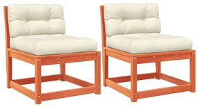 2 db viaszbarna tömör fenyőfa kerti kanapé párnával