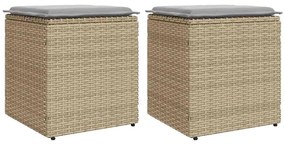 2 db bézs polyrattan kerti szék párnával 40x40x43 cm