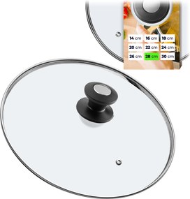 Fedő 28cm Üveg Fedő Serpenyő Edény