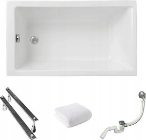 Capri téglalap alakú kád 120x70 Polimat ajándék szifon króm lábak törölköző