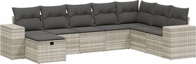 vidaXL 8 részes világosszürke polyrattan kerti ülőgarnitúra párnával