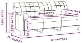 3 személyes kék bársony kanapé díszpárnákkal 180 cm