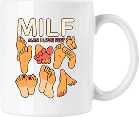 Bögre Milf Man I Love Feet Fehér 330ml