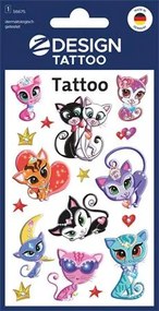 Matrica, tetoválás, 1 ív, 76x120 mm, AVERY ZWECKFORM, Z-Design No.56675, cicák (AY56675)