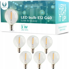 Led izzók E12 G40 Átlátszó Filament 6db Forever Ligh Girlandhoz