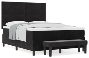 vidaXL Box Spring Ágy Matraccal és Pad Fekete 160x200 cm Bársony