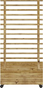 Outsunny Emelt Ágyásos Virágágyás Trellis-szel, Kerekekkel, Fa Virágágyás, Kert Trellis 76x30x155cm Kerti Erkély Teraszra, Emelt Ágyás Mászó Növényekh
