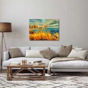 Kép - naplemente a tó felett, akril festmény (70x50 cm)
