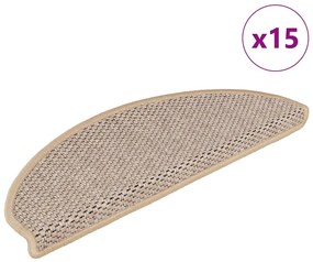 15 db szizál hatású világos bézsszínű lépcsőszőnyeg 65x21x4 cm