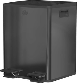 HOMCOM dupla 2 x 20 l rozsdamentes acél szemetes — puhazáródó fedél, kivehető belső vödrök, fekete | Aosom