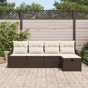 5 darabos Kert Kanapékészlet párnákkal Barna Poly Rattan