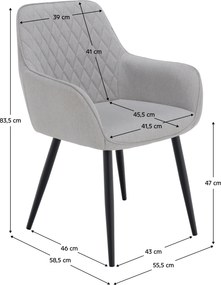 Design fotel, világosszürke/fekete, OSKOR