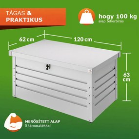 METALBOX fém tárolódoboz, 385L, 120×62×63cm, szürke Gardebruk