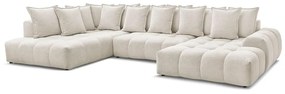 Fehér zsenília kinyitható-tárolóhelyes sarokkanapé (bal oldali-U alakú) Everest – Bobochic Paris
