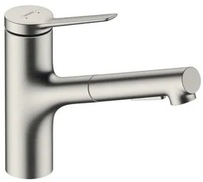 Hansgrohe Zesis mosogató csaptelep kihúzható zuhannyal, 2 áram rozsdamentes acél 74800800