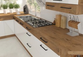 Magas szekrény beépített sütőnek, lancelot tölgy/ fehér extra magas fényű HG, VEGA 60 DP-210 2F