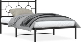 vidaXL fekete fém ágykeret fejtámlával 107 x 203 cm