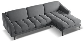 Szürke bársony sarokkanapé (jobb oldali) Nalu – Makamii