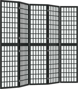vidaXL 5 paneles fekete japán stílusú összecsukható paraván 200x170 cm