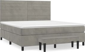 vidaXL világosszürke bársony rugós ágy matraccal 180x200 cm