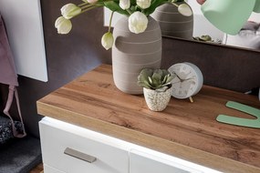 Cali 2 ajtós 2 fiókos komód fehér - wotan tölgy