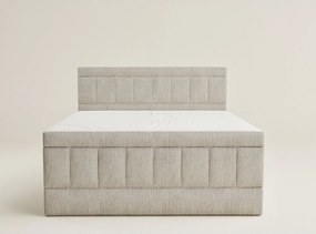 Bézs ágyneműtartós boxspring ágy 200x200 cm Caya – Maison de Rêve