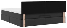 vidaXL Ottomán ágykeret matraccal fekete 200x200cm műbőrrel