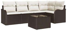 vidaXL Kerti Kanapé Szett párnával 6 pcs Barna Poli rattan