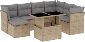vidaXL 8 részes bézs polyrattan kerti ülőgarnitúra párnával