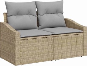 vidaXL Kerti Kanapé Szett párnával tárolóval 9 pcs Bézs Poli rattan