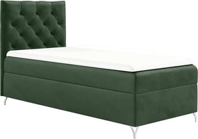 Boxspring ágy, 90x200, zöld Velvet szövet, balos, GULIETTE + ajándék
