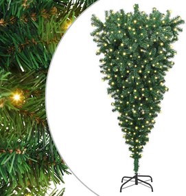 vidaXL Felfordított Műfenyő Előre Bekapcsolt Karácsonyfa Zöld 180 cm