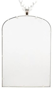 Antikolt fehér fali tükör szarvas fej motívummal fém kerettel 58x10x105 cm