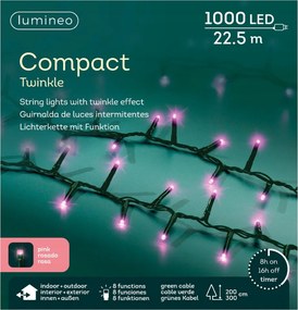 1000 LED-es kültéri/beltéri lámpa Rózsaszín 23m-es programozóval