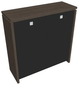 Verno közepes szekrény 128 x 46 x 130 cm, üvegajtó, antracit tölgy / fekete