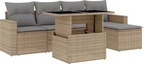 vidaXL 6 részes bézs polyrattan kerti ülőgarnitúra párnával
