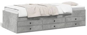 betonszürke kanapéágy fiókkal matrac nélkül 75x190 cm