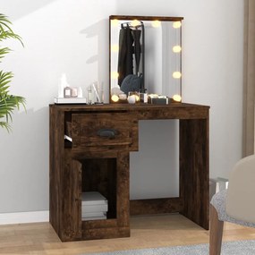 füstös tölgy színű szerelt fa LED-es pipereasztal 90x50x132,5cm