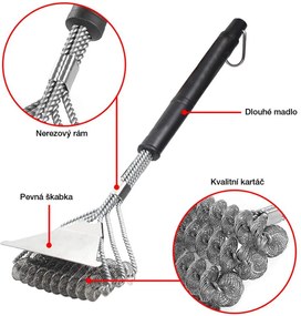 WELFON Drótkefe a BBQ grill tisztítására